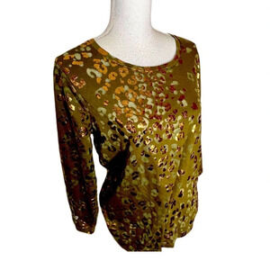 Calvin Klein Womens top.  Metallic-Print size large.  Gold metallic.  Sparkle